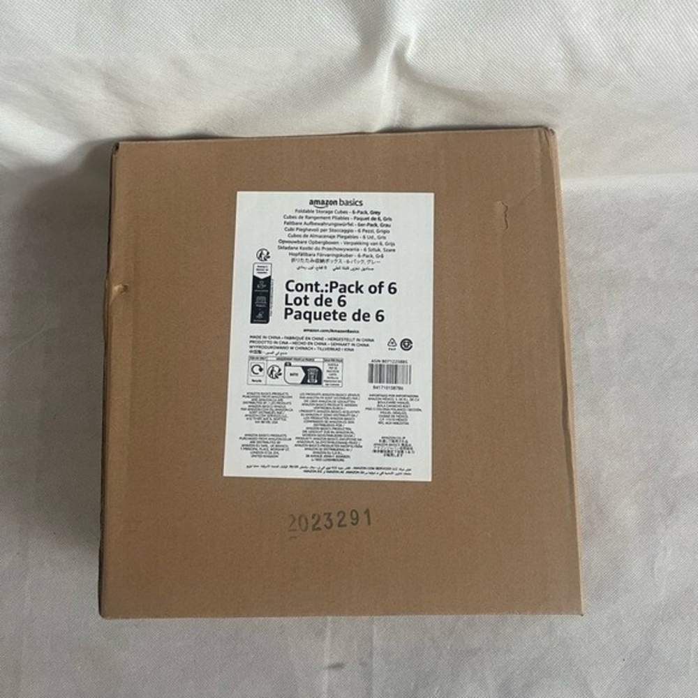 Set of 6 Gray Fabric Storage Cubes 13x13x13 Foldable Bins with Handles NIB - Picture 6 of 6